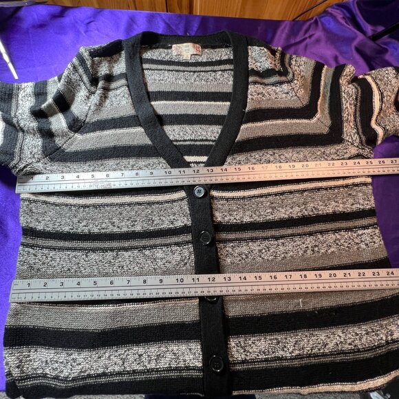 📌Pink Rose Striped Button Up Cotton Mix Plus Size Long Cardigan - Picture 12 of 16